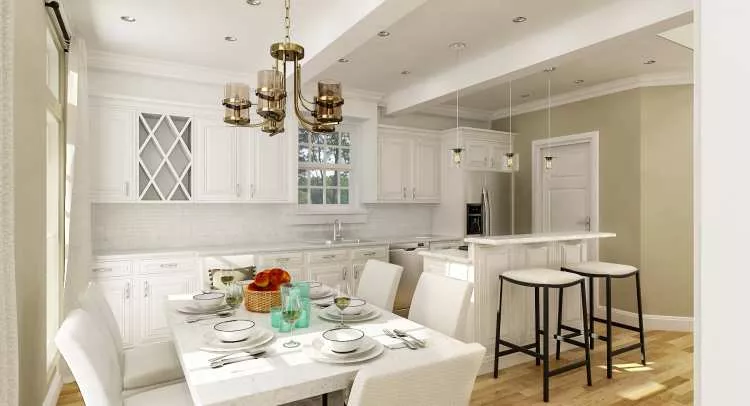 dining and kitchen as viewed from foyer